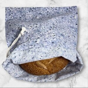Floral Handmade Cotton Bread Bag, Reusable Sourdough Storage Bag, Natural Cotton